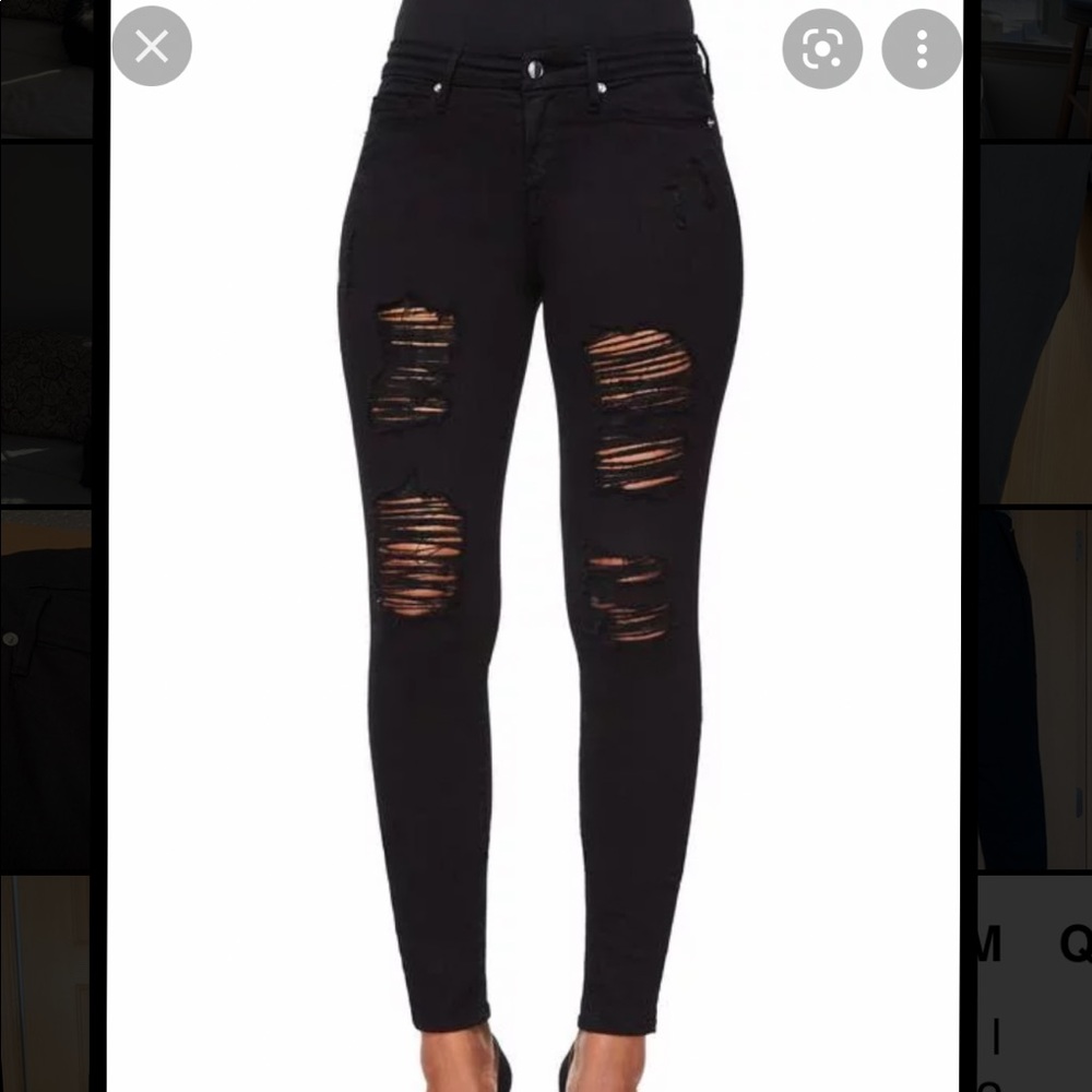 Good American - ‘Good Legs 002’ Black Denim Torn